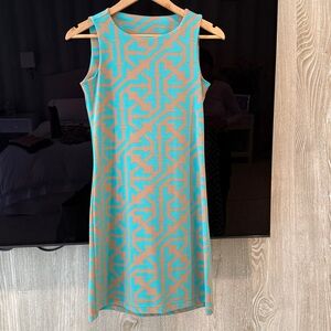 MAHI GOLD Blue and Orange Midi Dress